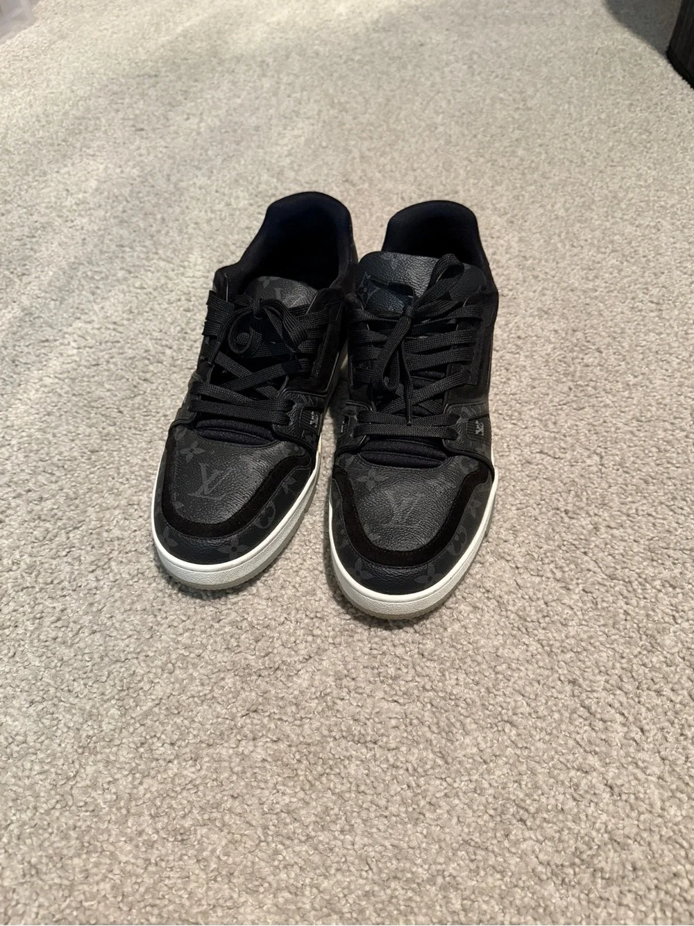 Louis Vuitton Black Monogram Low-Top Sneakers with White Midsole